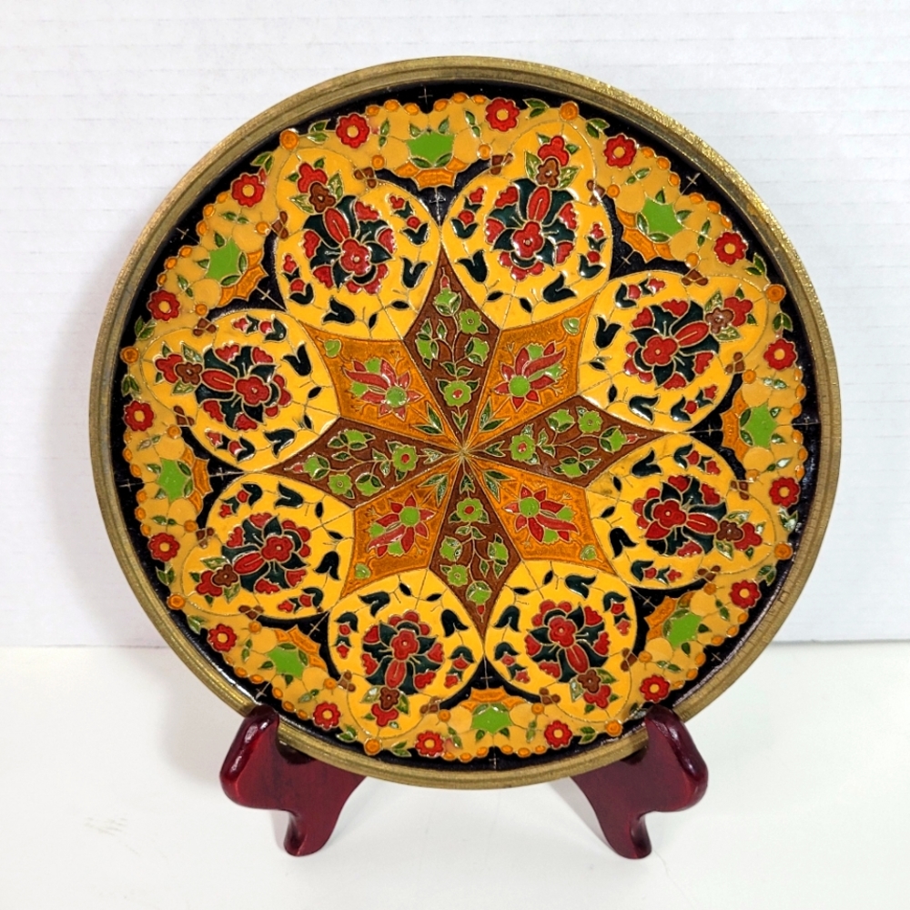 Byzantine Solid Bronze with Enamel Mosaic Wall Art Mandala Home Decor